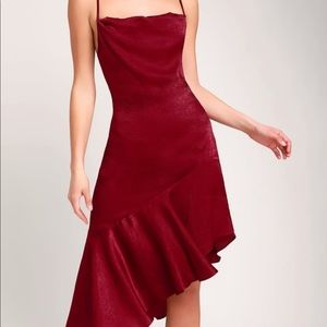 lulus asymmetrical red dress